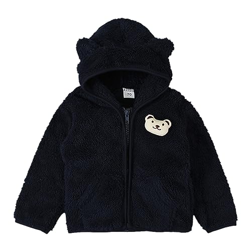 𝗣olar Fleece Jacket for Kids Full-Zip Puffy Thicken Windproof 𝗧𝗲ddy Outerwear Solid Hooded Coat with Poceket