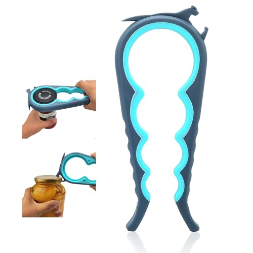 Otstar Jar Opener Bottle Opener and Can Opener for Weak hands, Seniors with Arthritis and Anyone with Low Strength, Mutil Jar Opener Get Lids Off Easily (Blue and Grey)