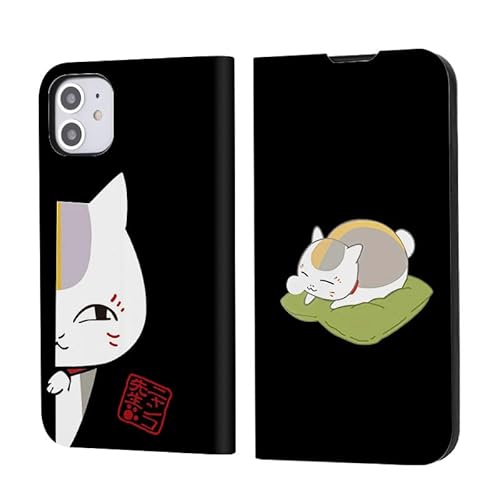 夏目友人帳 ニャンコ先生 スマホケース iPhoneケース 手帳型 iPhone13promax 耐衝撃 二つ折り カバー カード 収納 アイフォン ポケット マッグネット