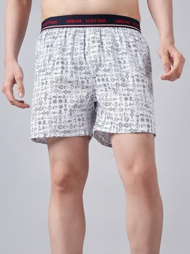 Image of Urban Scottish Ultra-Comfortable Men's Boxer Pants (Pack of 4), 100% Cotton with Stylish Print, Soft & Stretchy Elastic Waist Band, Dynamic Movement & Hardwearing Stitching,Breathable Gentle Snug Fit