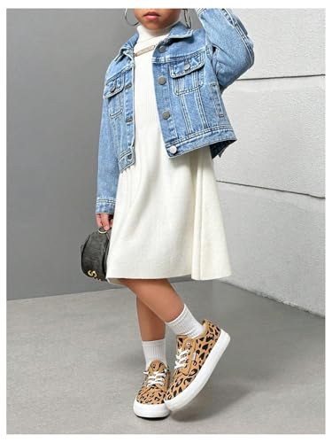 Girl's Cropped Denim Jacket Button Down Long Sleeve Jean Jackets Coat3