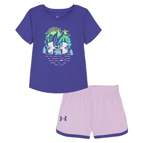 Image of Under Armour Girl's 2-Piece Short Sleeve Graphic Tee and Shorts Set, Outdoor Collection