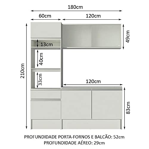 Cozinha Compacta Madesa Topazio com Balcão e Tampo - Branco