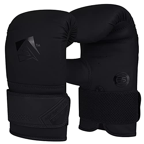 AQF Boxing Mitts Heavy Punch Bag Glove for Speed Bag MMA Punching Gloves Kickboxing Sparring Muay Thai Martial Arts & Double End Ball Workout (Matt Black)