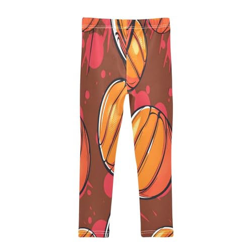 Bolaz Toddler Girls Leggings Printed Yoga Pants Leggings Red Yellow Basketball for Kids2