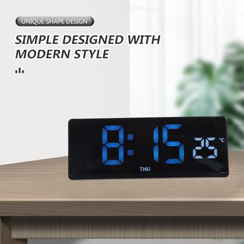 Reloj digital moderno negro de mesa con temperatura para hogar 6