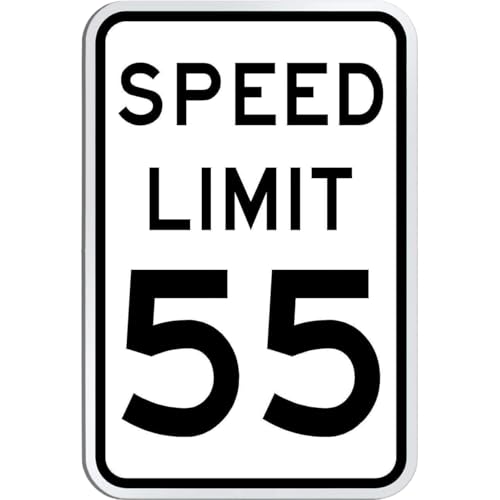 MAEXFB 55 MPH Speed Limit Sign - Metal, 3M Engineer Grade Reflective Sheeting - 8x12 Inch - Highway, Road - Visible Speed Regulation
