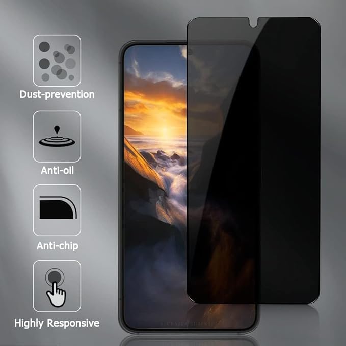 Image of STP FEEL Premium Grade Privacy Tempered Glass Screen Protector Compatible For Samsung Galaxy S22 / Galaxy S23 (6.1 Inch, Pack of 1) Full Edge to Edge Coverage Anti-Spy /Anti-Peeping 9H Hardness