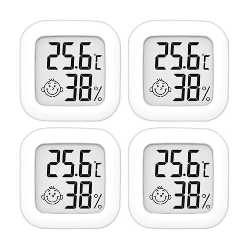 Lot de 4 thermomètres hygromètre d'intérieur de haute précision - 10 °C ~ 70 °C - Pour chambre de bébé, salon, bureau, serre