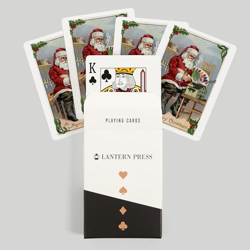 Lantern Press Christmas Greeting, Santa Painting, 52 naipes póker miniatura 6