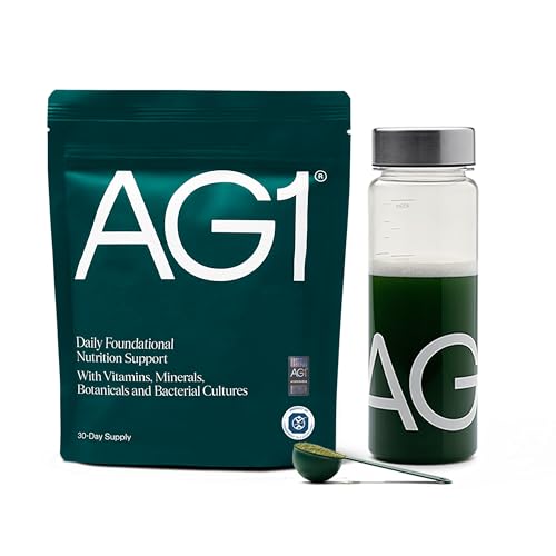 AG1 Greens Powder Supplement | Daily Nutrient Boost: Vitamins, Minerals, Gut-Friendly Bacteria, Gluten Free, Vegan and Keto Friendly | 70+ Ingredients by AG1 Athletic Green