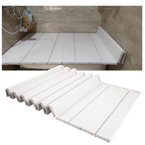 Mannequin de Couture Pliant Couverture De Baignoire Polypropylène Couverture D'isolation, 1cm D'épaisseur PVC Ponts Baignoire Idéal Pour Tablette, Livres Et Support Verre À Vin Blanc(140cmx75cmx1cm)