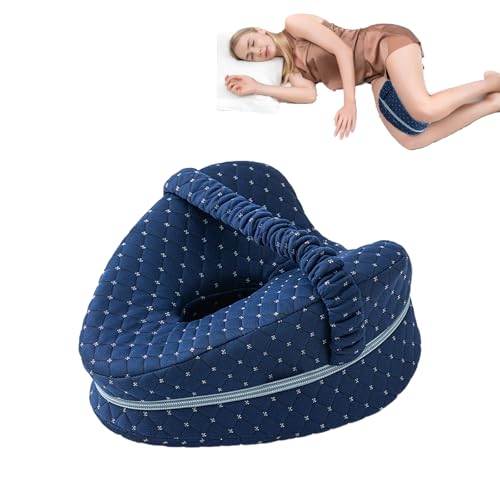 KIENG Knee Pillow for Sleeping On Side,Leg Pillow,Memory Foam Wedge Pillows Support Cushion with Removable,Pain Relief for Lower Back Sciatica Hip Joints (Navy)