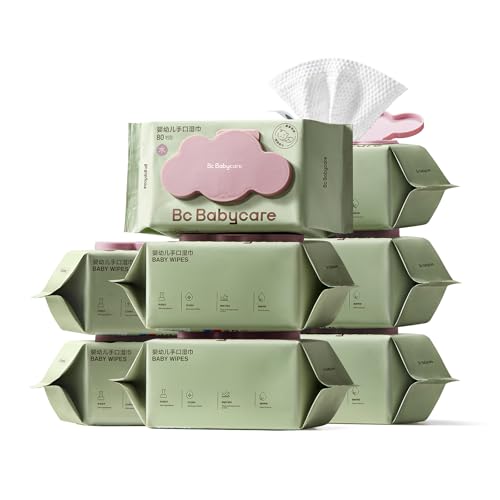 Image of Bc Babycare Cloud Moist Baby Wipes, Thick & XL, 99% Water, Ultra-Hydrating, Unscented, Hypoallergenic for Sensitive Skin, Biodegradable, 8 Flip-Top, 640 Count