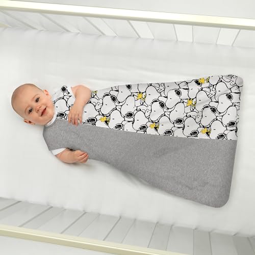 Image of Lambs & Ivy Snoopy & Woodstock Breathable Cotton Jersey Baby Wearable Blanket