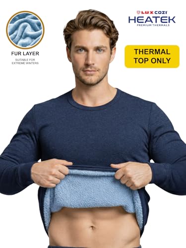Image of Lux Cozi HEATEK Men's Round Neck Thermal Top | Warm Fleece Innerwear for Men |Fleece Inside | Style - 888