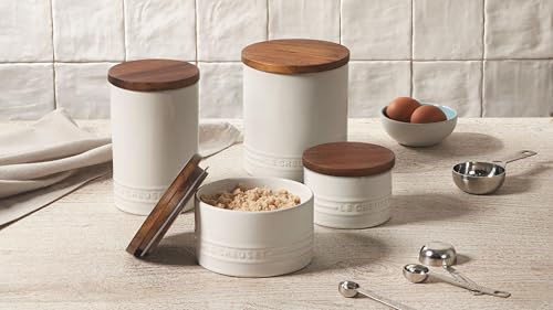 Image of Le Creuset Signature Large Salt Cellar and Storage Canister with Wood Lid, 26 oz., Artichaut