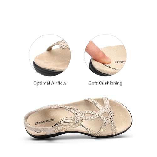 DREAM PAIRS Women's Comfort Dressy Rhinestone Summer Beach Sandals Slip-on Flat Walking Orthopedic Sandals with Elastica Back Strap3