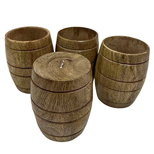 Collectiblesbuy Wooden Barrel Shaped Beer Mug Coffee Mug Small Travel Camping Cup Wood Beer Tea Cup Drinking Portable Mug For Men Wine Cup Beer Mugs Steins Handmade Mango Wood Cups Set Of 4 #TOP5