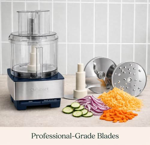 Image of Cuisinart Food Processor 14-Cup Vegetable Chopper for Mincing, Dicing, Shredding, Puree & Kneading Dough, Navy Stainless Steel, DFP-14BCNYCB