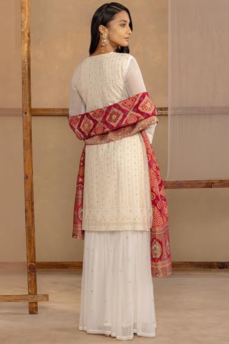 Image of Soch Womens Georgette Embroidered Suit Set With Beads And With Stones
