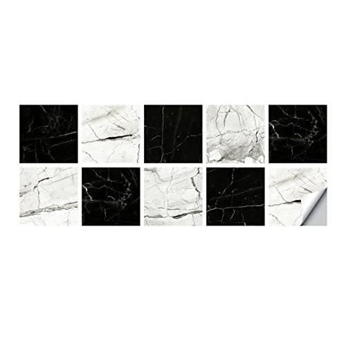 ROBAUN 10pcs Grey Gold Snowy Marble Tiles Sticker Kitchen Kitchen Baño Decoración del hogar Autoadhesivo Corte Dura Arte calcomanías de Pared (Color : MZ-2-354, Size : 15cmX15cmX1set)