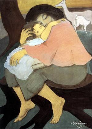 Peinture à l'huile de haute qualité Emy Rona, Mother and Child 1934 sur toile premium