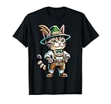 Oktoberfest Cat Funny German Bavarian Lederhosen Cat Lover T-Shirt