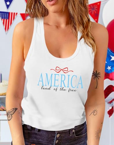 Image of Ithalt Womens American Flag Shirts 4th of July Outfits USA T-Shirt Patriotic Tank Shirt Fourth of July Sleeveless Tops