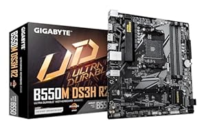 GIGABYTE B550M DS3H R2 Placa Base – Procesadores AMD Ryzen 5000, VRM de 5+3 Fases, hasta 4733 MHz DDR4 (O.C.), 1x M.2 PCIe 4.0 + 1x M.2 PCIe 3.0, LAN 1 GbE, USB 3.2 Gen 1