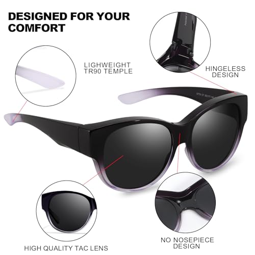 Image of Trysee Polarized Fit Over Sunglasses for Women, Trendy Oversized Wear Over Glasses Shades UV400 Protection TS5779