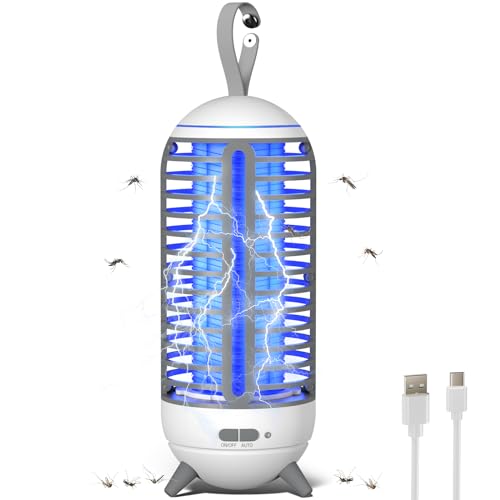 Lampe Anti Moustique - 2 en 1 Anti-moustiques Camping Lampe USB, 2500mAh Piège à Mouches UV avec Lumière LED, IP66 Électrique Extérieur/Intérieur pour Jardin Terrasse