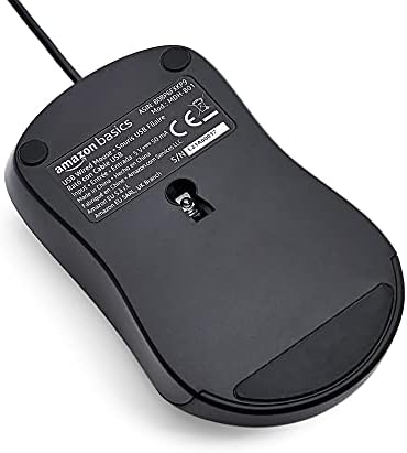 Amazon Basics 3-Button USB Wired Quiet Mouse  Black