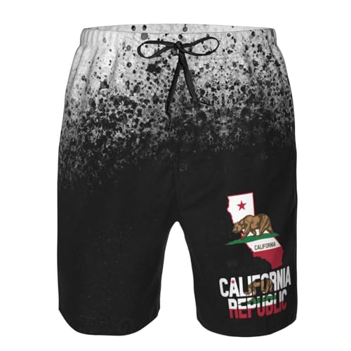 Kkaingg California Flag Map Men's Swim Trunks Swim Shorts Board Shorts Swimsuit Swimwear Funny Men's Beach Shorts3