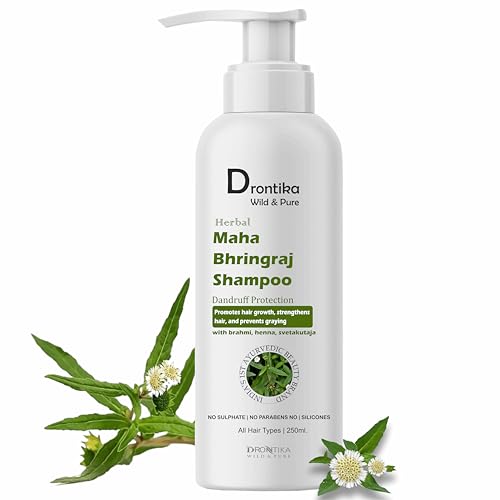 Image of Drontika Wild & Pure Maha Bhringraj Ayurvedic Shampoo - 100% Herbal Hair Tonic for Hair Regrowth, Dandruff Control & Scalp Nourishment - Sulfate-Free, Paraben-Free - 200ml
