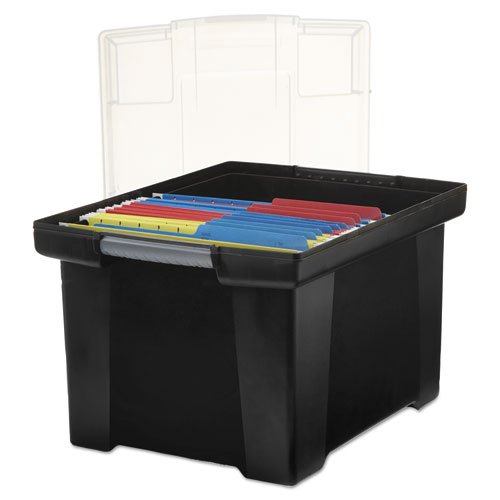 Plastic File Tote Storage Box, Letter/Legal, Snap-On Lid, Black #TOP17