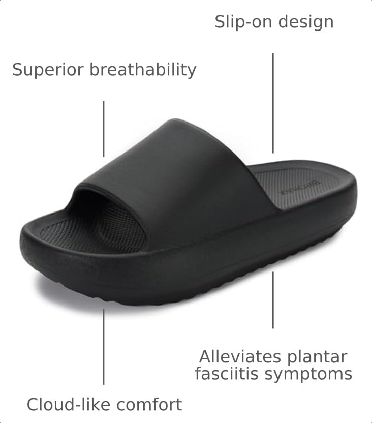 Image of BRONAX Arch Support Slides for Women and Men Y180 | EVA Cushioned Thick Sole, Pain Relief Sandals, Open Toe, Ideal for Shower, Beach & Everyday Wear