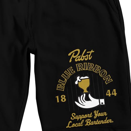 Pabst Blue Ribbon Support Your Local Bartender Men's Black Sleep Pajama Shorts2