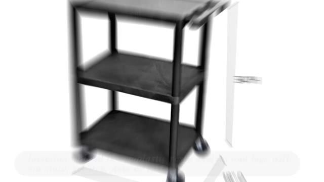 Luxor Multipurpose Storage Utility Cart 3 Shelves Structural Foam Plastic - Black