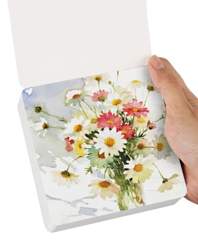 Lightwish ミニ水彩スケッチブック 60枚 4.7 x 4.7インチ ホットプレス 300gsm/140ポンド トラベルサイズ ポータブル 引き裂ける正方形ペインティングノート 正方形 水彩スケッチブック アートペーパー スケッチブック