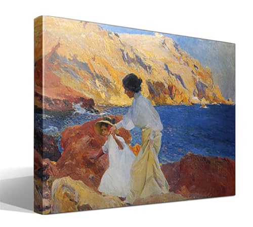 cuadrosfamosos.es | Cuadro | Canvas | Wall Art | Clotilde y Elena en las Rocas, Jávea de Joaquín Sorolla | Impresión Giclée sobre lienzo de algodón 100% | Bastidor de 3cm | 70x95cm