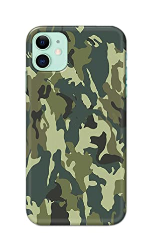 Image of Printed Hard Back Cover Case for Apple iPhone 11 Back Cover (Green Army Camouflage) -1803
