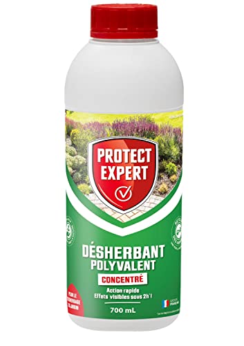 PROTECT EXPERT Désherbant Polyvalent Concentré - Effets Visibles Sous 3h - 700ml - Jusqu’à 58m² Traités - Bidon Doseur PROHERBIO700
