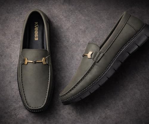 Image of Kraasa Men's Casual Loafers | Synthetic Leather Upper | Comfortable PU Sole | Slip-On Buckle Office, Party Shoes