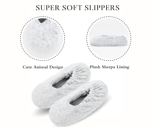 Image of Keyela Women's Ballerina Slippers,Non-Slip Bedroom Slippers Socks | Soft fuzzy slipper socks for ladies Indoor home slippers Cozy sock slippers Ballet Slippers