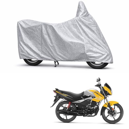 Image of 100% Waterproof Two Wheeler Body Cover Multi Layered Fabric Designed for Hero Passion pro | Belt Buckle Lock | Silver Mag