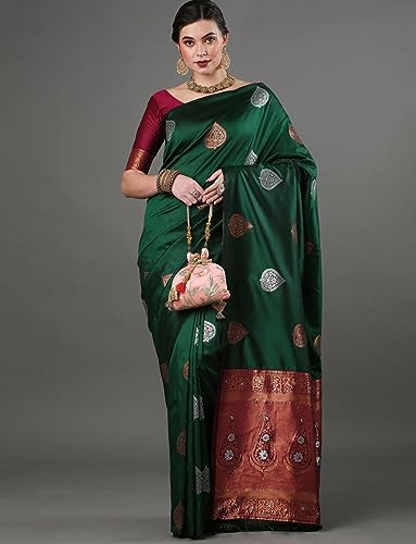 Image of Flosive Women's Mix Color Kanjivaram Silk Saree With Blouse