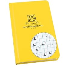 Rite in the Rain Weatherproof Hard Cover Notebook, 4.75" x 7.5", Yellow Cover, Environmental Pattern No. 550F