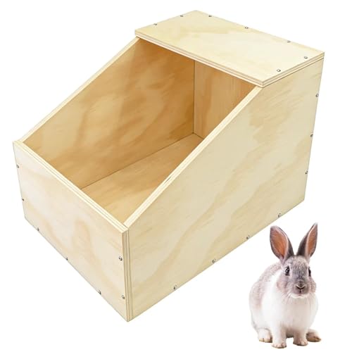 Wooden Rabbit Nesting Box Small Animal Hutch Hideout Breeding Shelter & Burrow Den Alternative for Rabbits Guinea Pigs Chinchillas or Other Small Pets(16x11x11 in)
