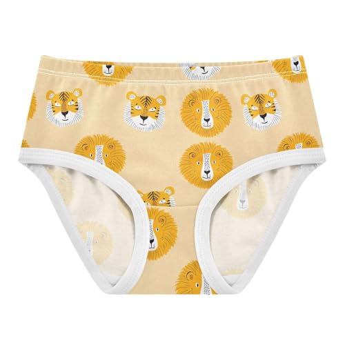 Joisal Fun Print Girls Underwear Toddler 2t Cotton Cute Panties Girl Cute Lion Tiger Faces Yellow Undies Kids Briefs